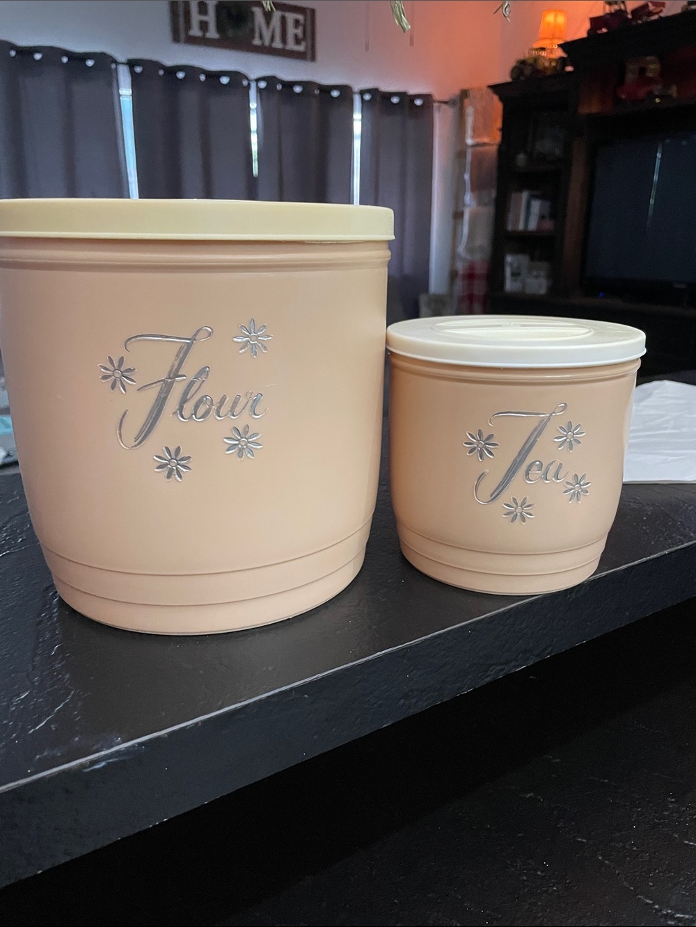 Vintage Stanley Atomic Dusty Pink Flour & Tea Canister Set - 2 Piece